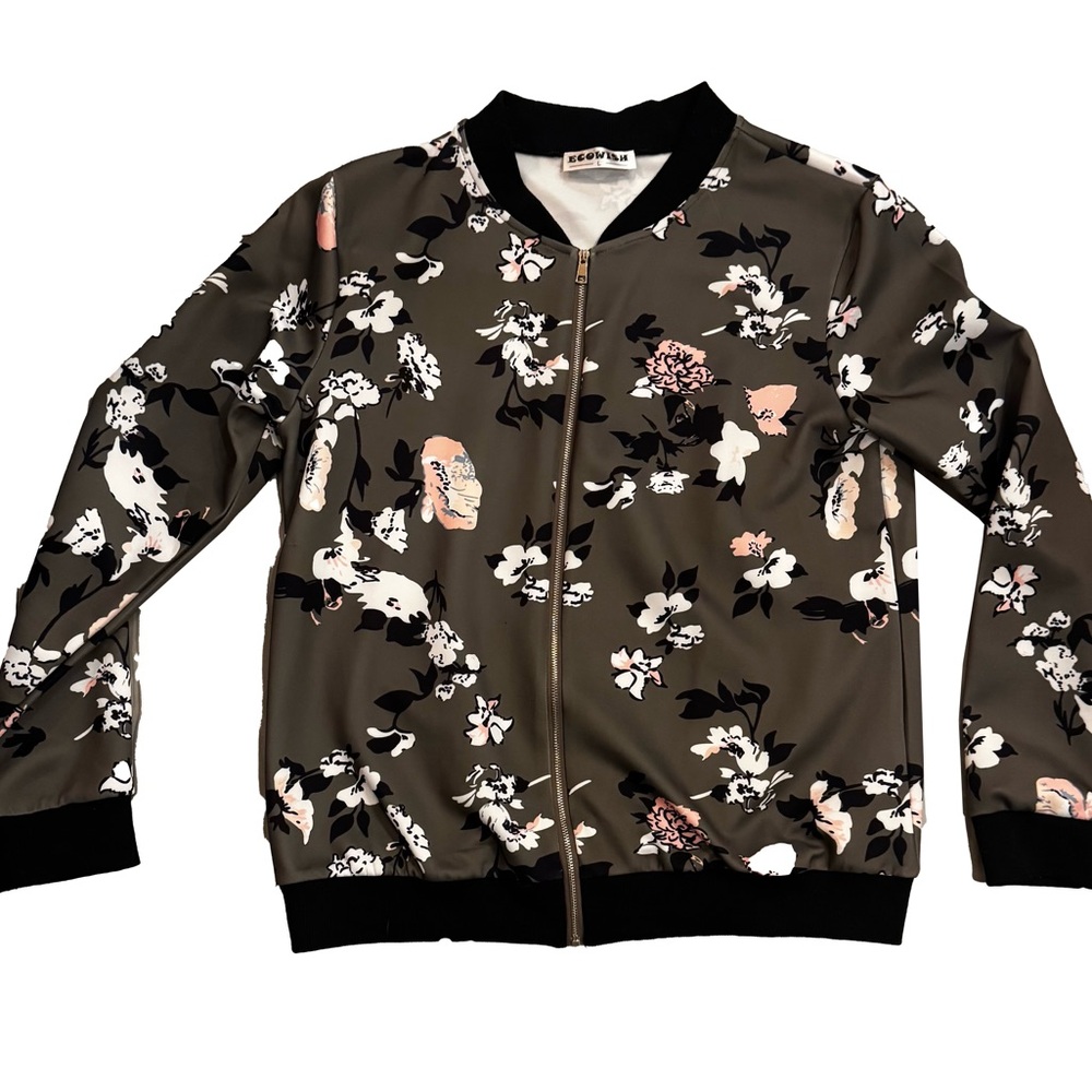 Flower Pattern Bomber Jacket